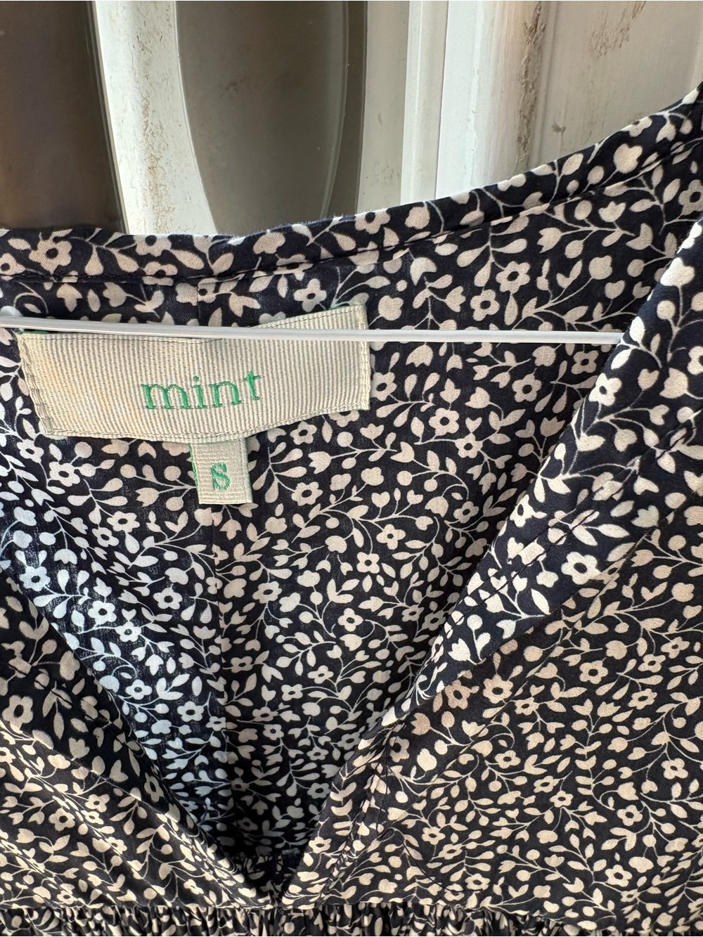 Mint Navy and White Floral Dress